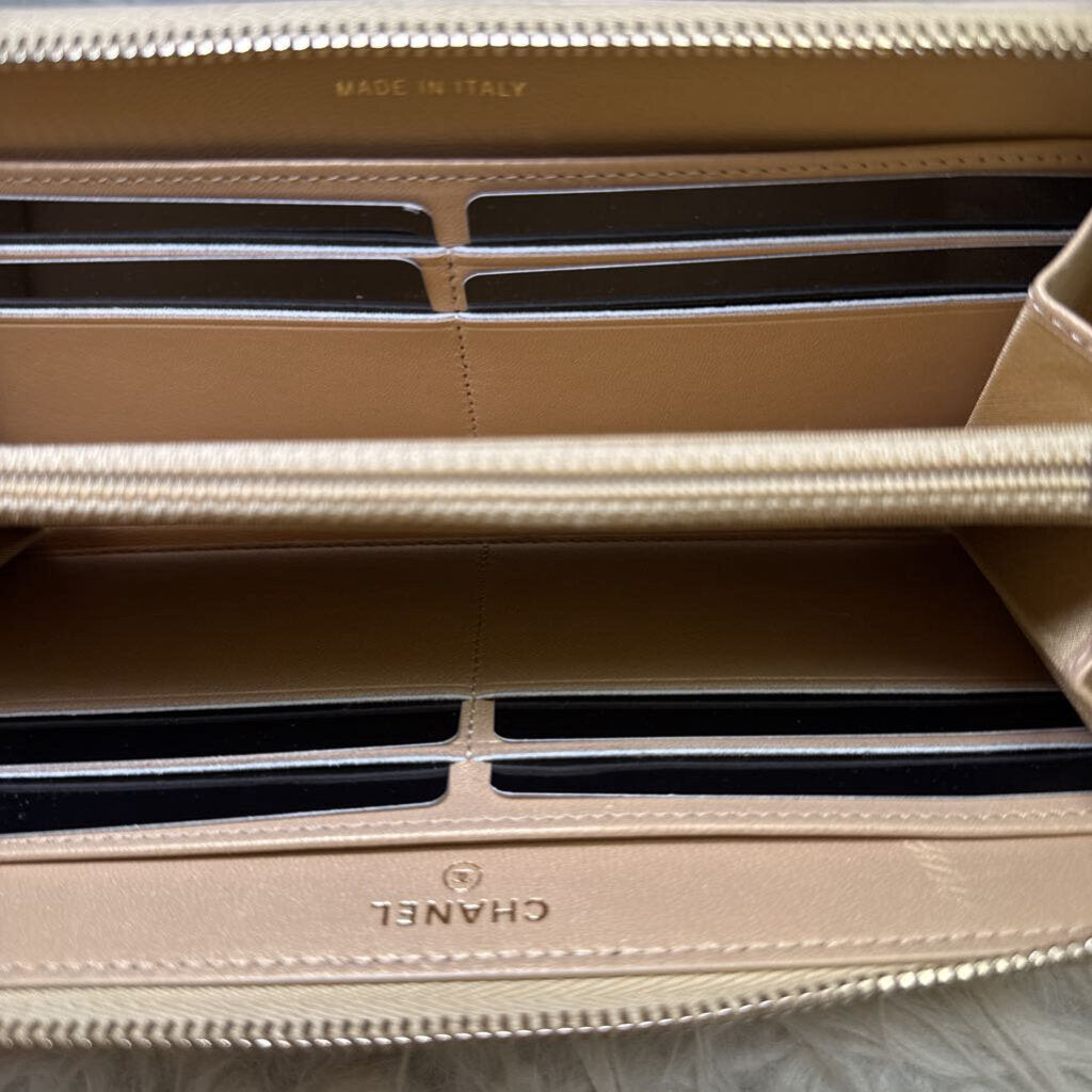 Metallic Galuchat Stingray Lambskin Boy Long Zip Wallet