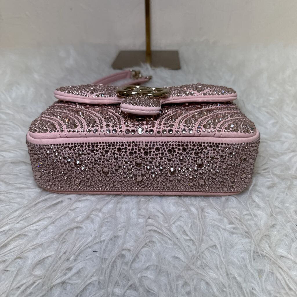 Pink Suede GG Marmont Crystals