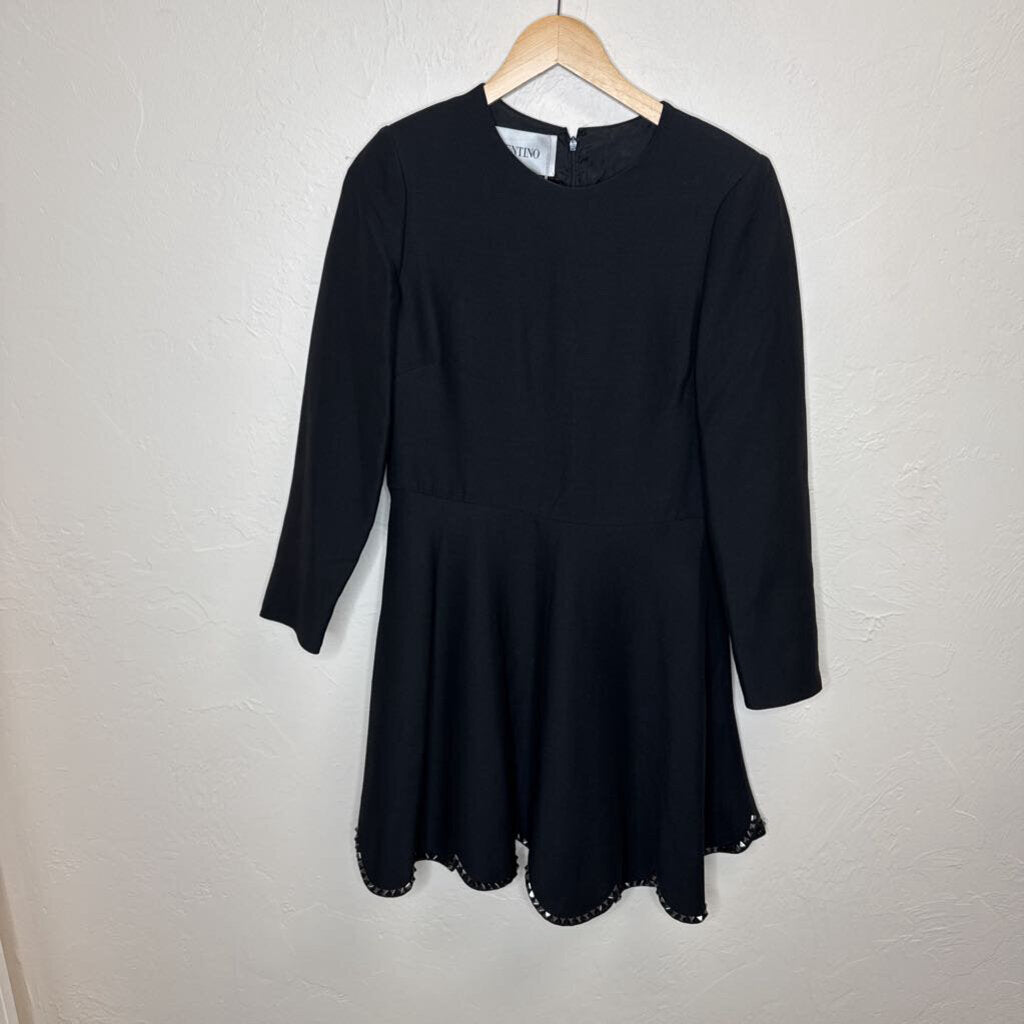 Black Dress w/ Scalloped Hem and Rockstud Detail