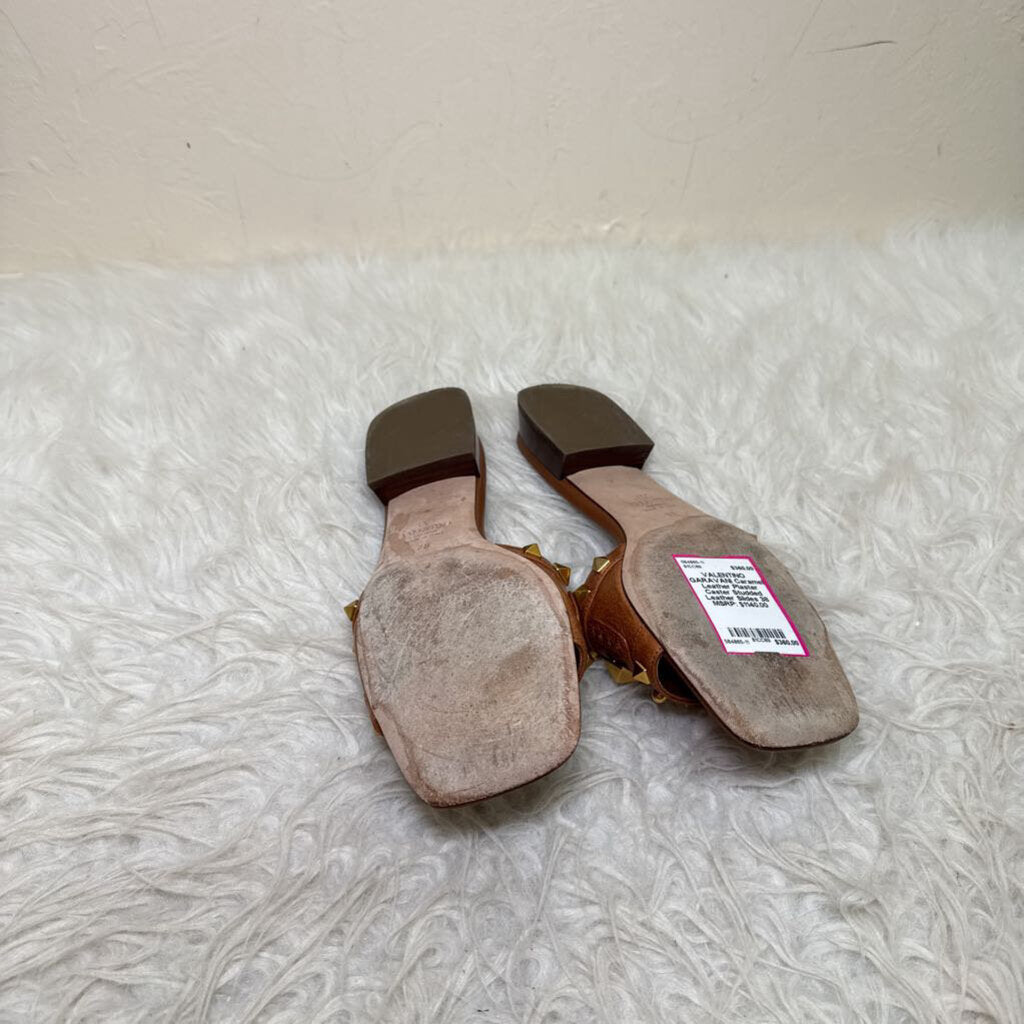 Caramel Leather Plaster Caster Studded Leather Slides