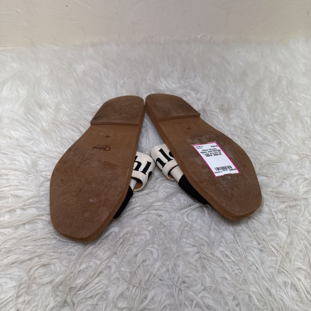 Woody Slides with Metallic Logo Accent