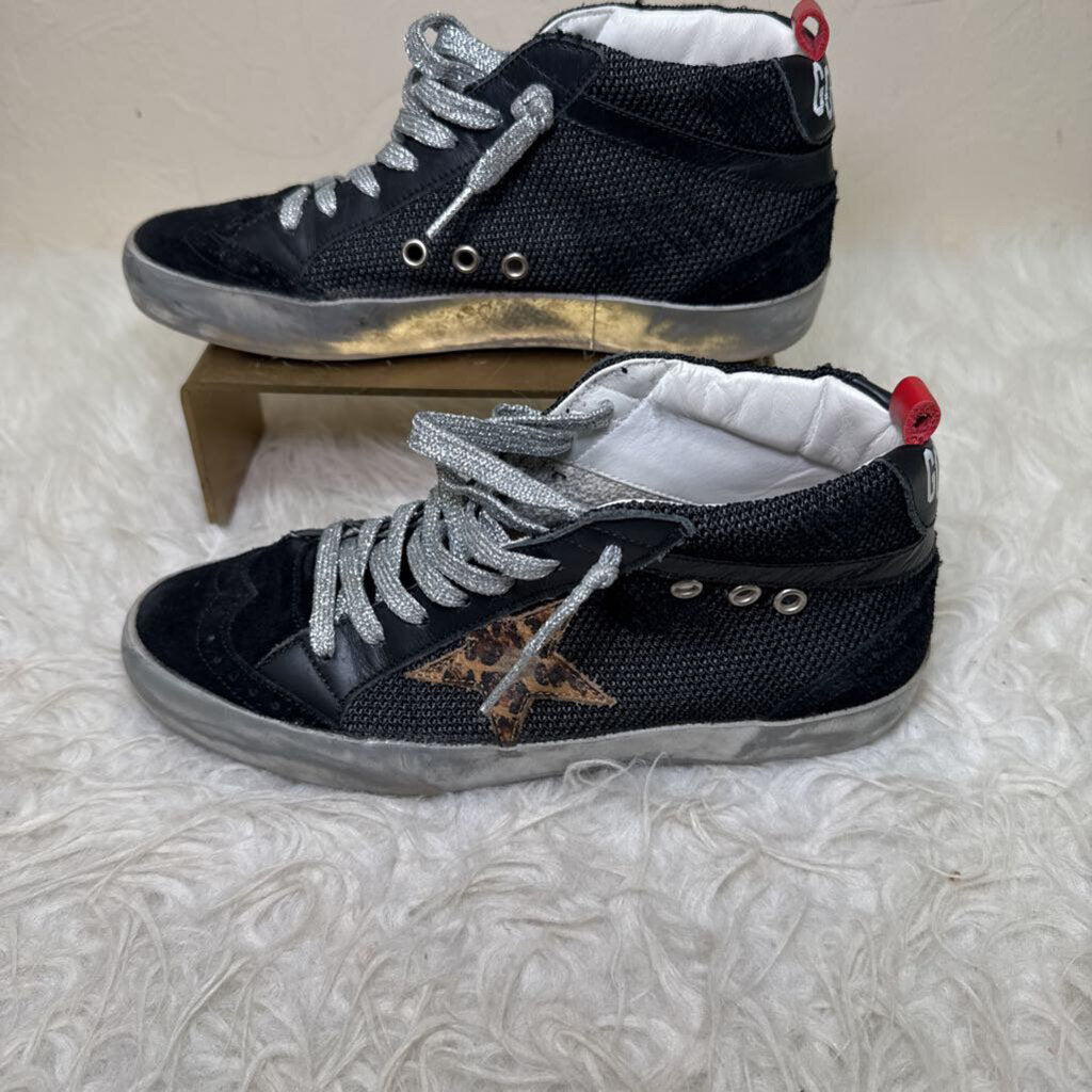 Mid Star Black Mesh High Tops