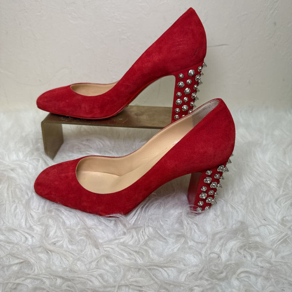 Red Suede Donna Stud Spikes 85 Pumps