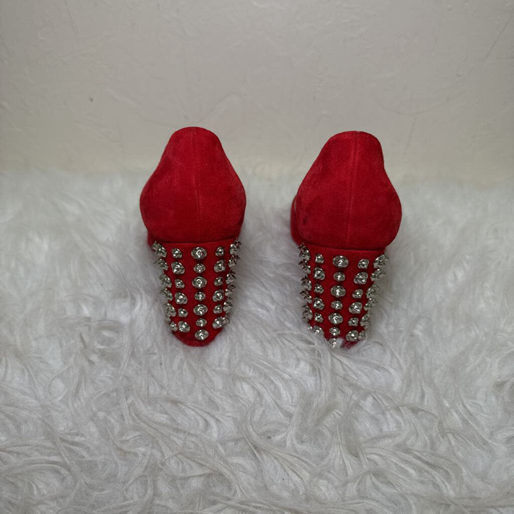 Red Suede Donna Stud Spikes 85 Pumps