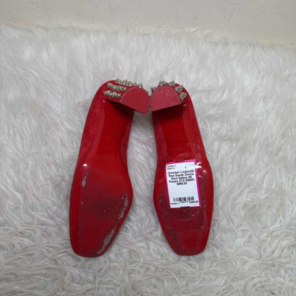 Red Suede Donna Stud Spikes 85 Pumps