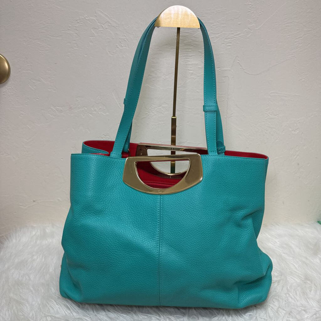 Teal Blue Leather Passage Tote