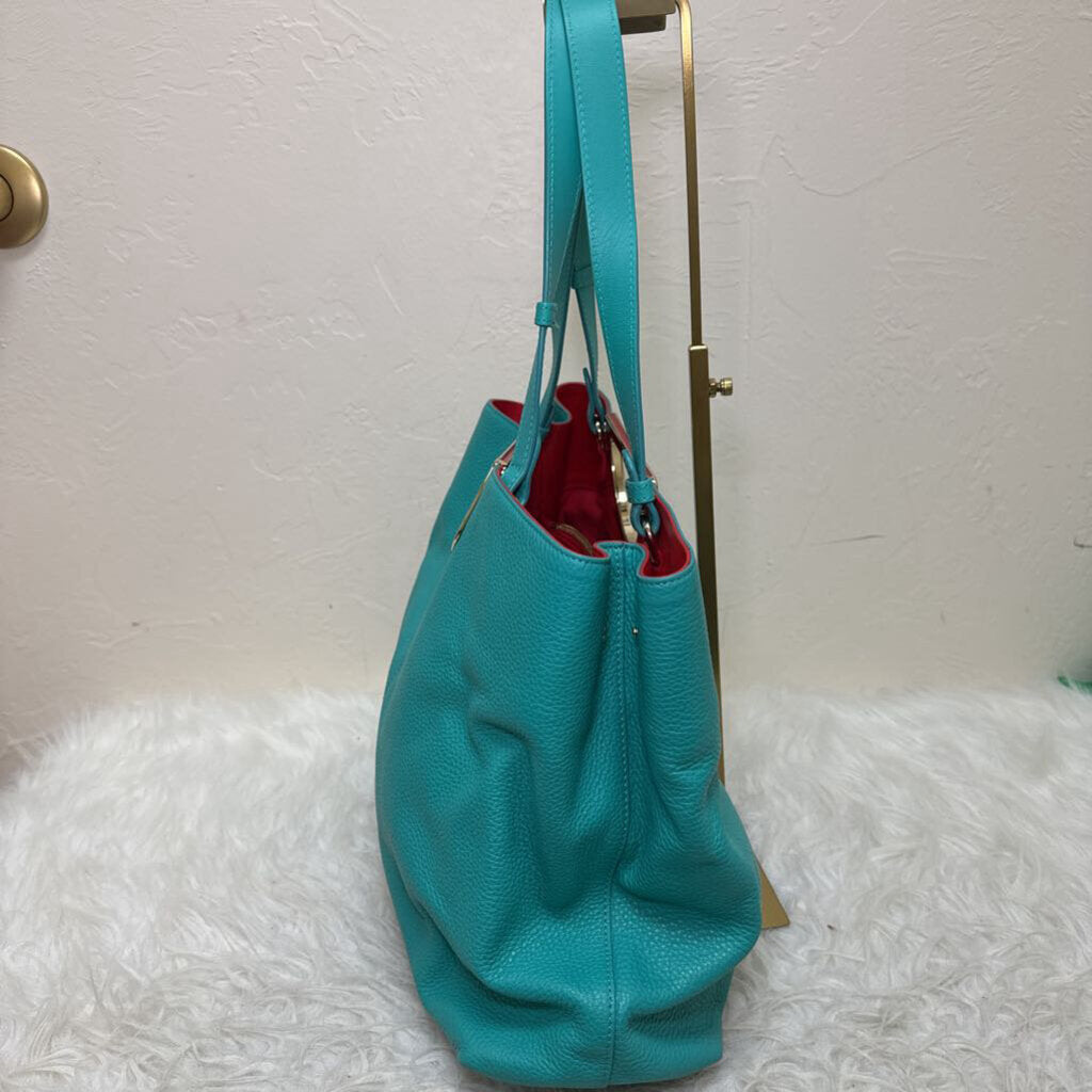 Teal Blue Leather Passage Tote