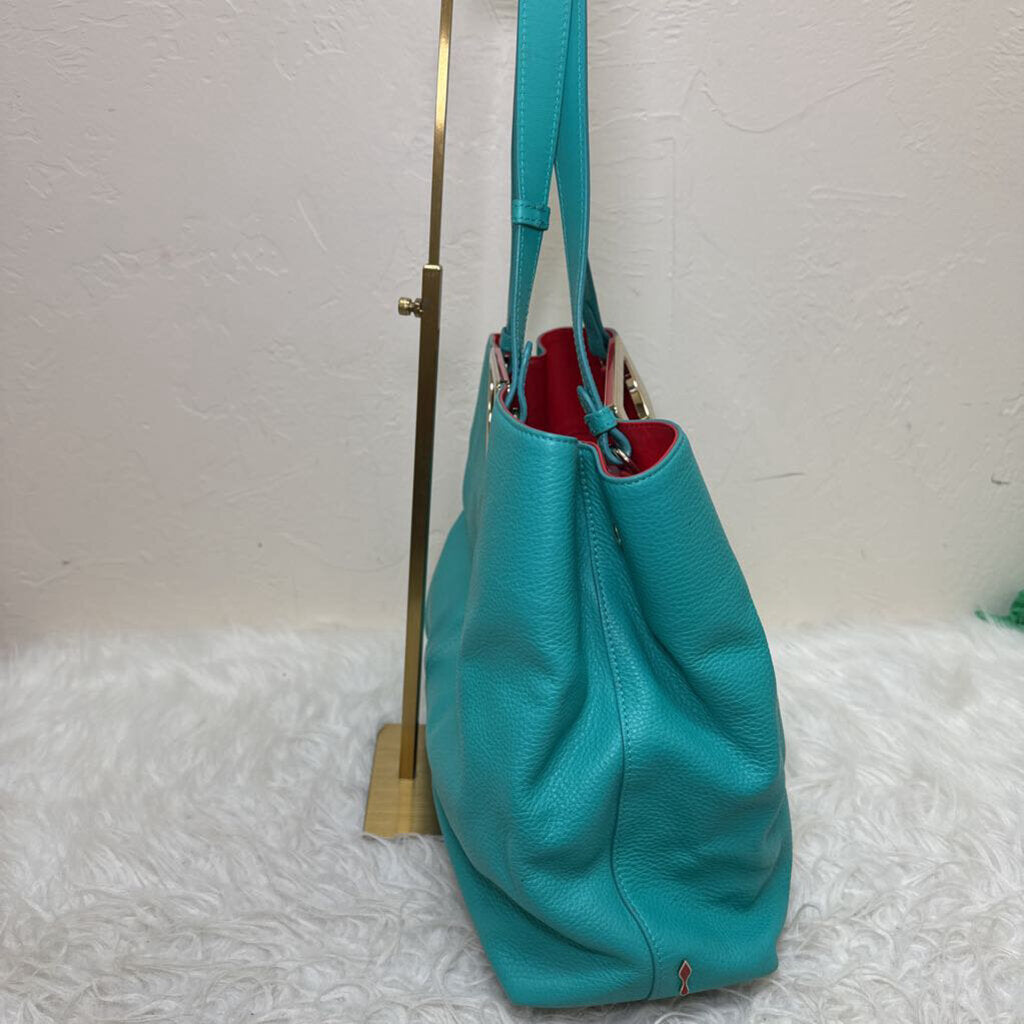 Teal Blue Leather Passage Tote