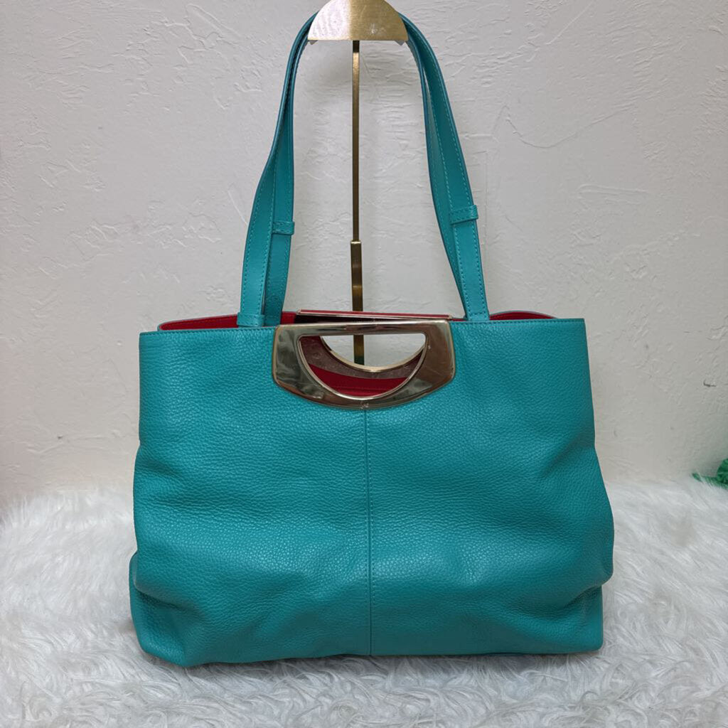 Teal Blue Leather Passage Tote