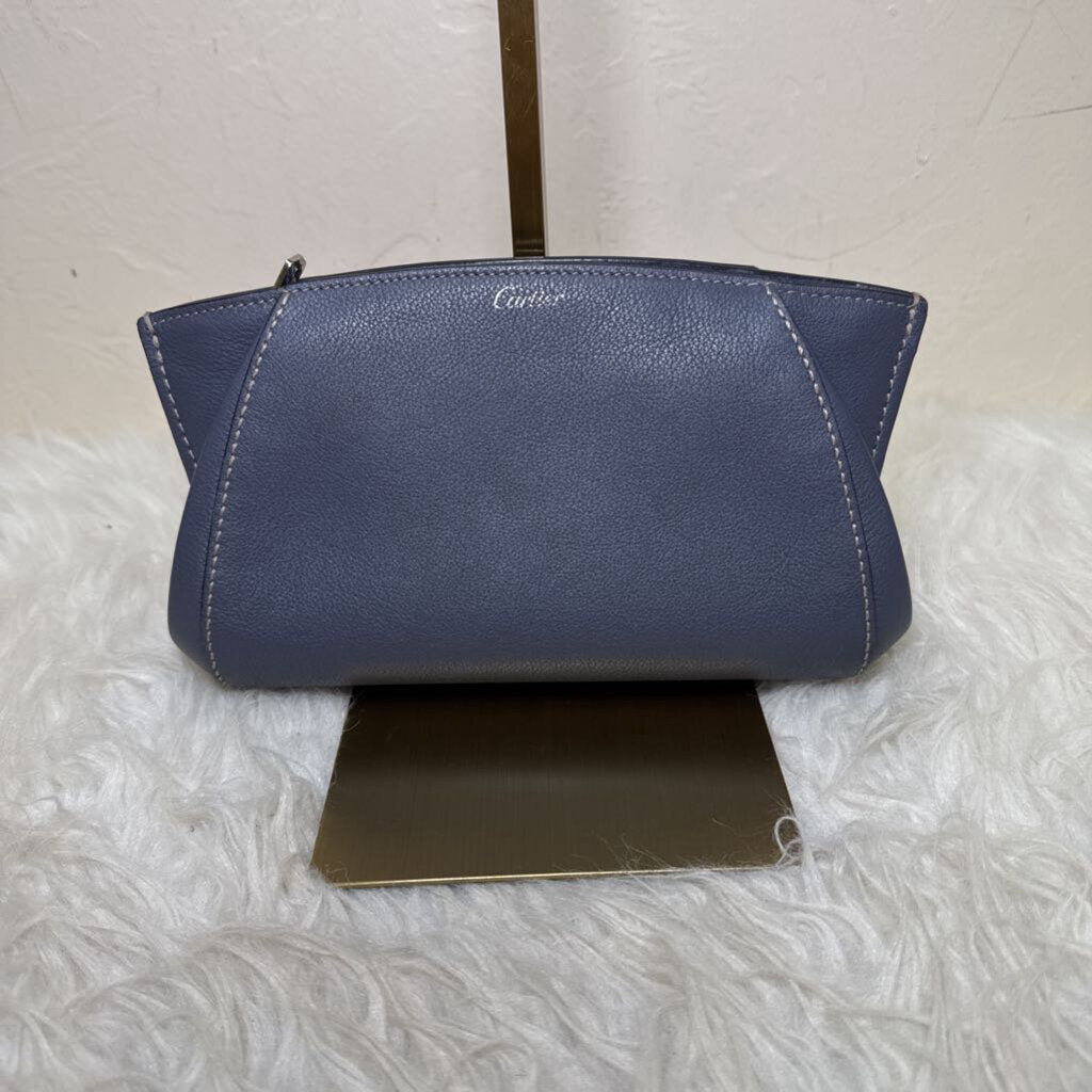 Blue Grey Leather C de Cartier Clutch