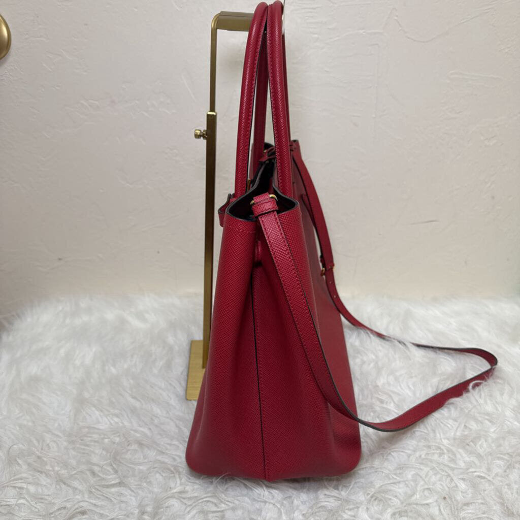 Red Saffiano Cuir Double Tote Large