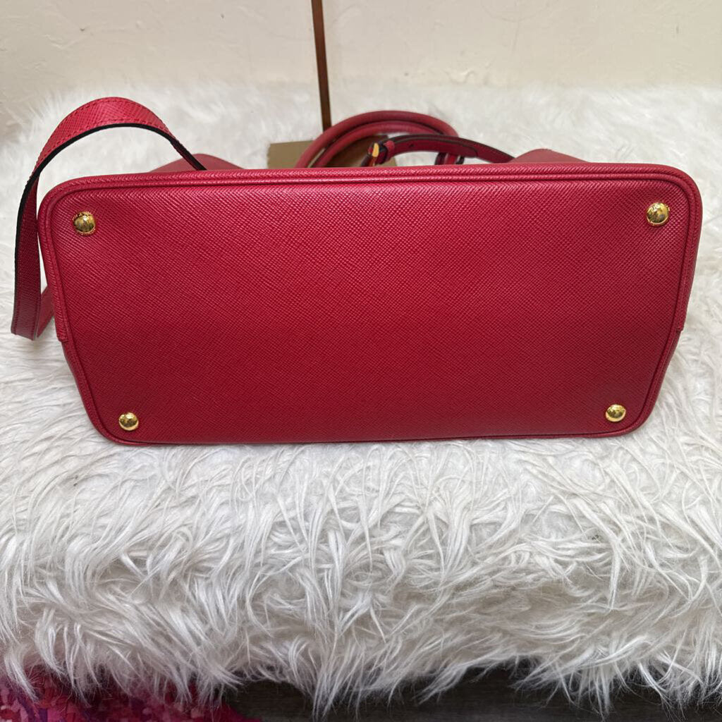 Red Saffiano Cuir Double Tote Large