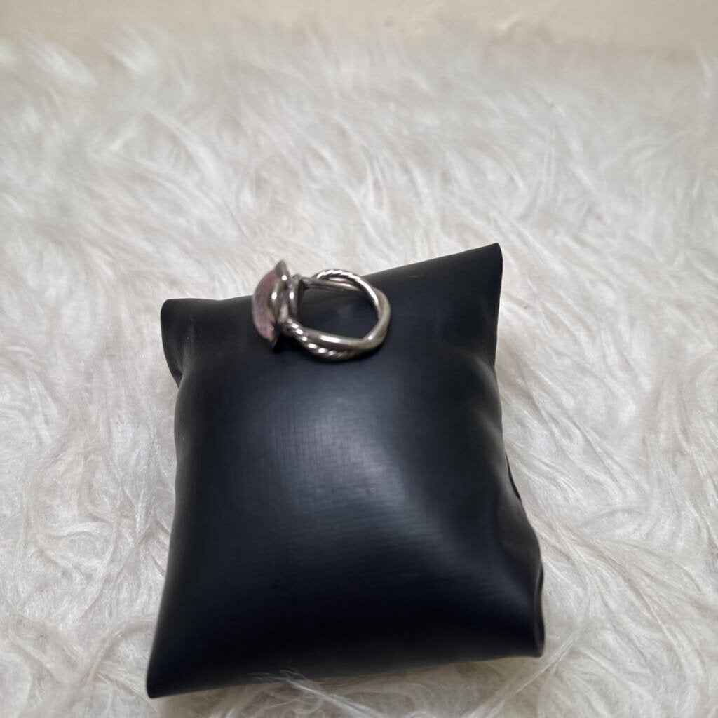 Silver Infinity Ring w/ Pink Quartz Gemstone