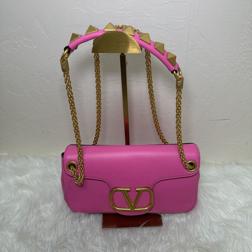 Stud Sign Leather Shoulder Bag