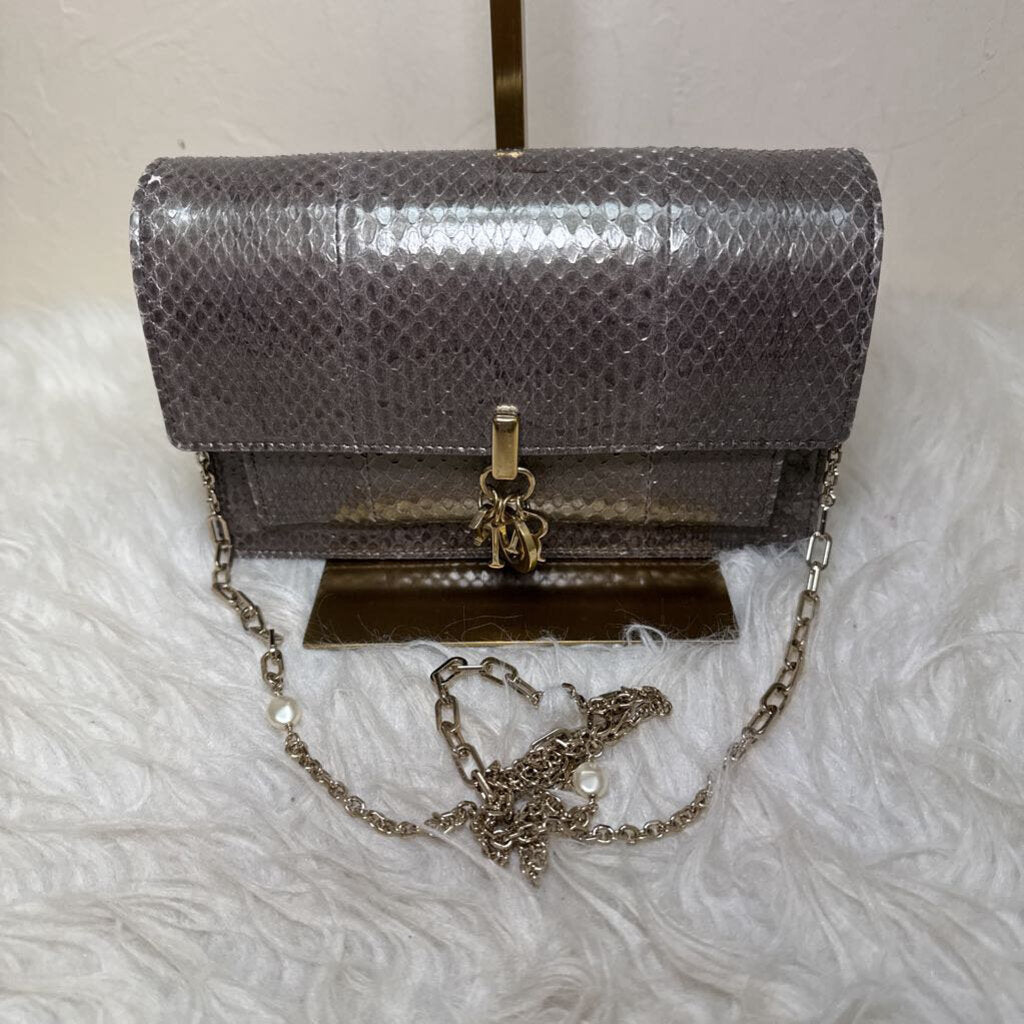 2021 Grey Python Ayers Lady Dior Wallet on Chain