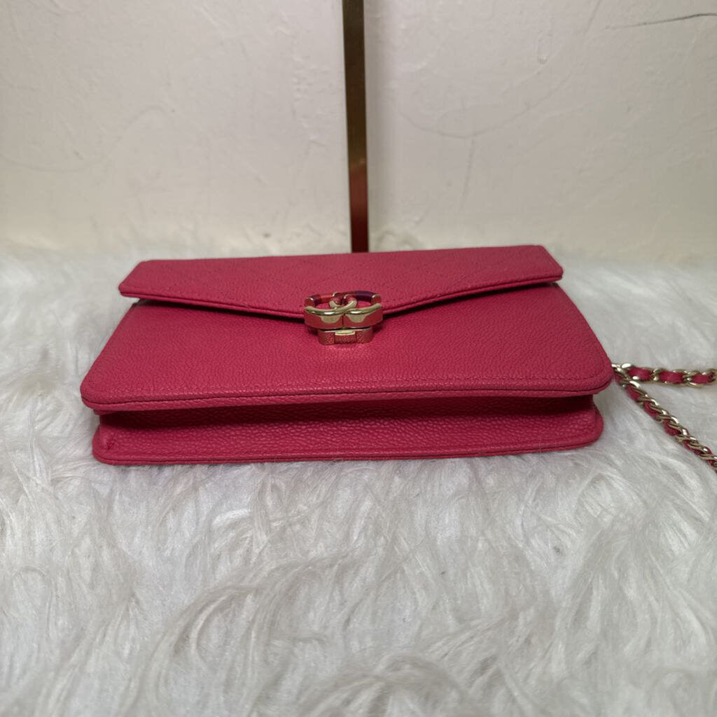 Caviar Leather Paris Cuba Thread Around Wallet on Chain