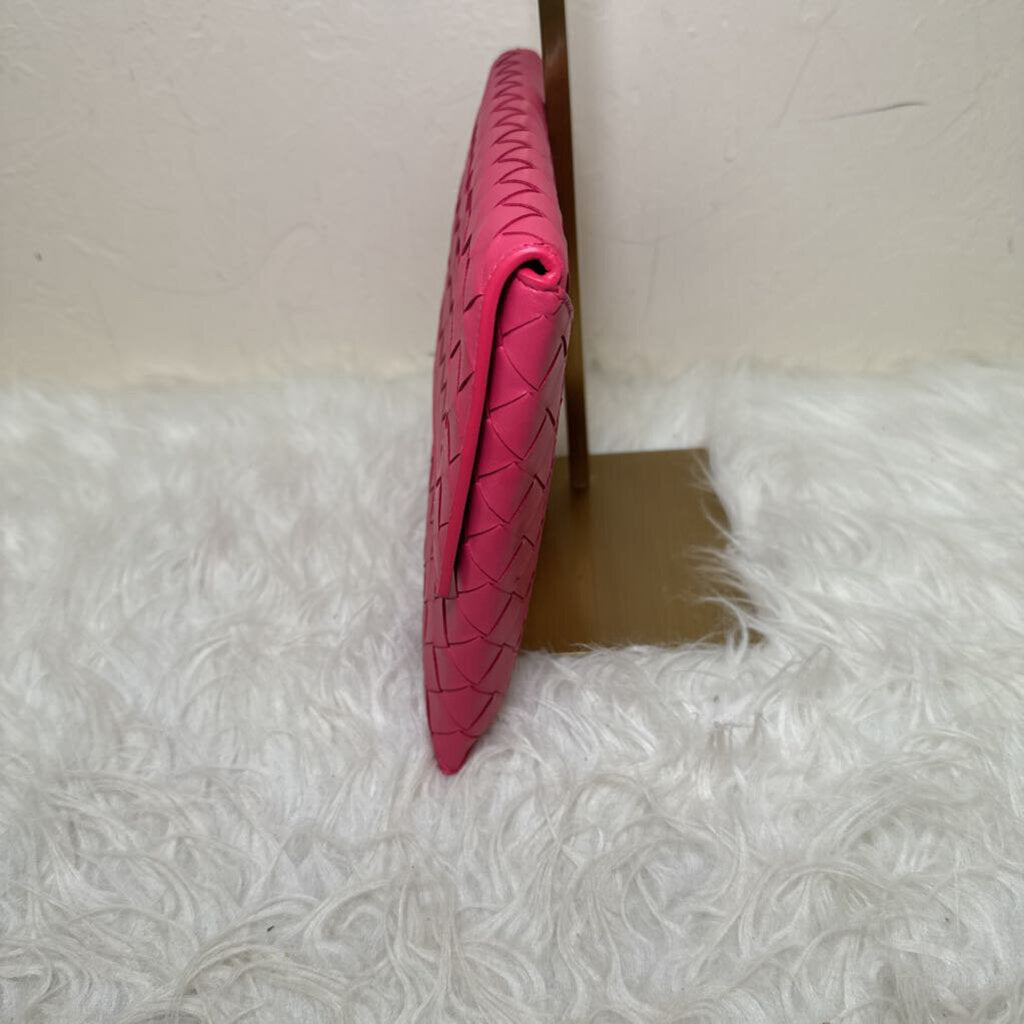 Cranberry Nappa Leather Intrecciato Flap Pouch