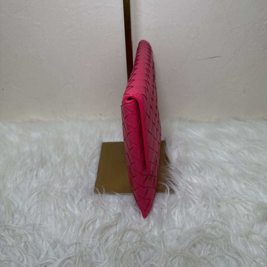 Cranberry Nappa Leather Intrecciato Flap Pouch