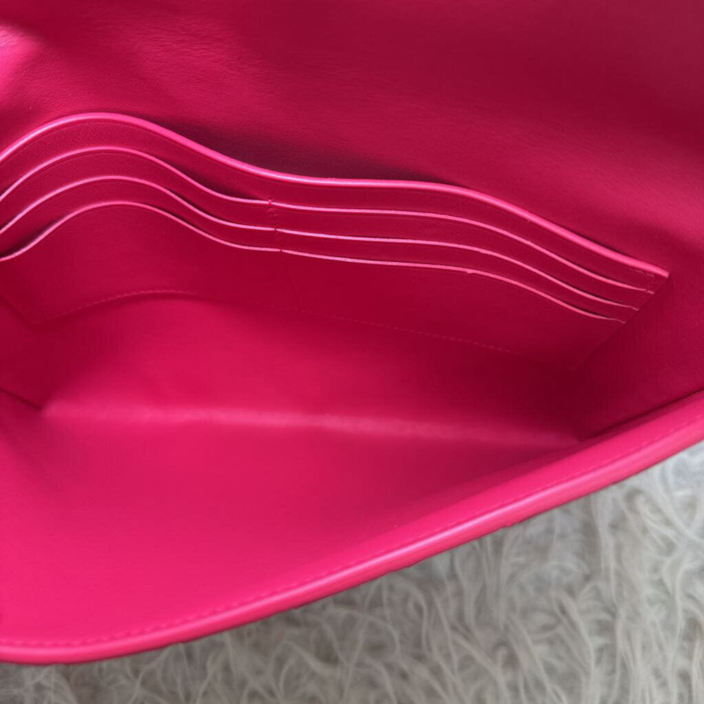 Cranberry Nappa Leather Intrecciato Flap Pouch