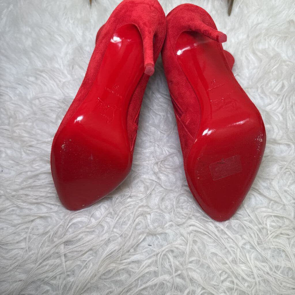 Suede Ankle Booties w/ Pointed Toe and Stiletto Heel