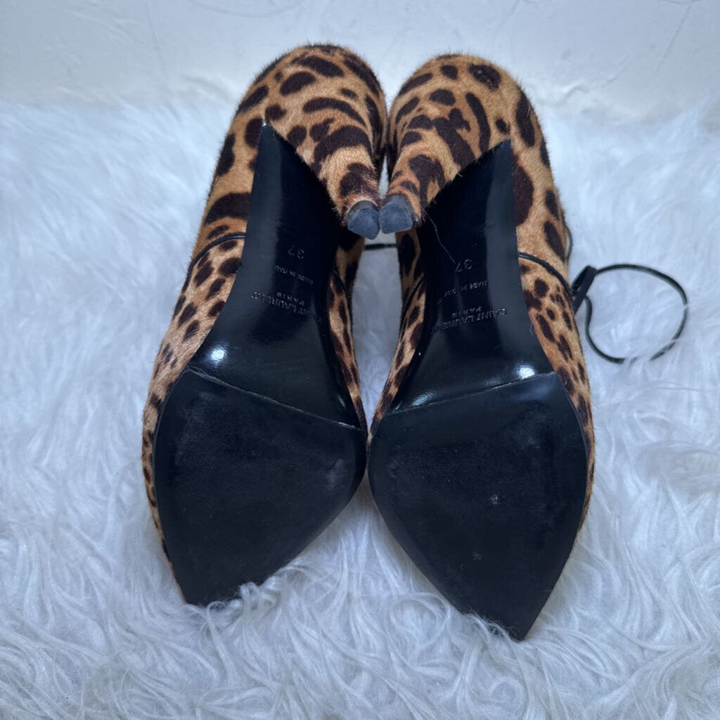 Kiki Leopard Calf Hair Lace Up Booties
