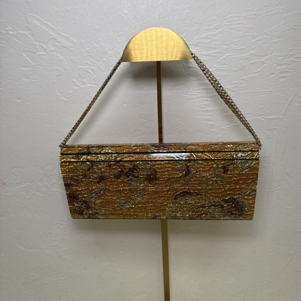 'Sweetie' Gold Fabric Acryllic Chain Clutch