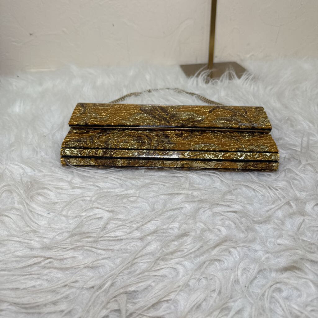 'Sweetie' Gold Fabric Acryllic Chain Clutch