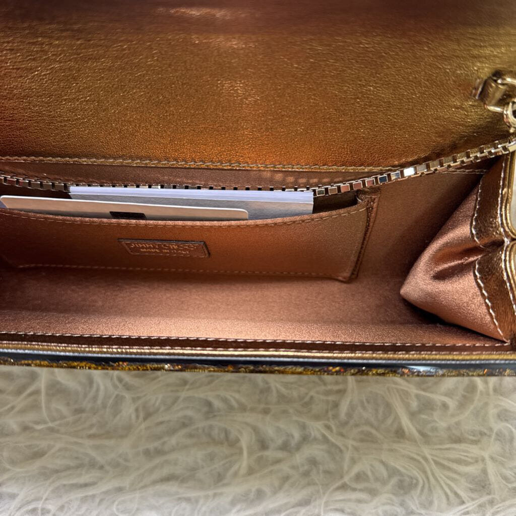 'Sweetie' Gold Fabric Acryllic Chain Clutch