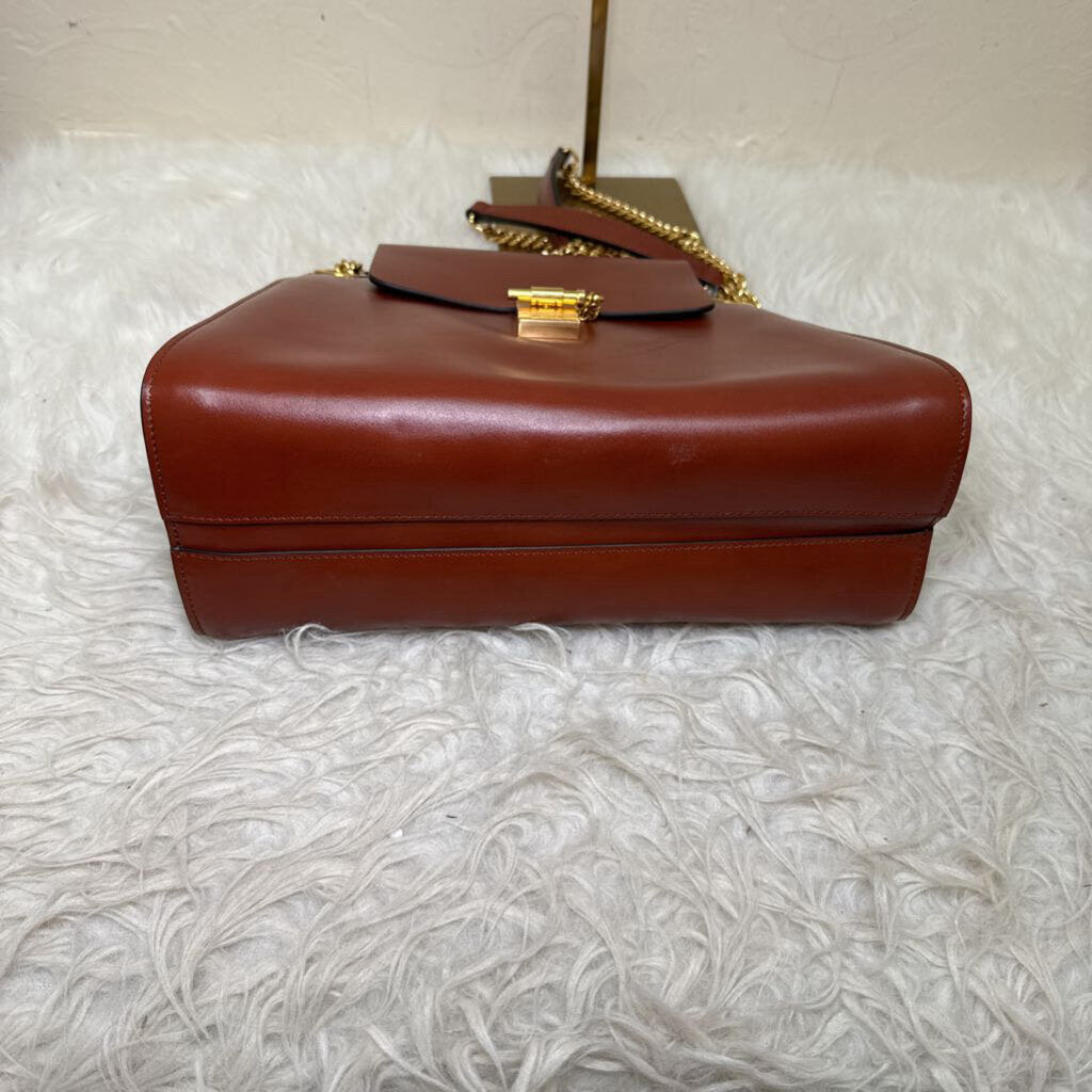 Brown Leather Annie w Chain Strap