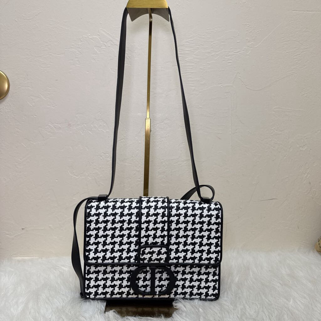Braided Lambskin Houndstooth 30 Montaigne Flap Bag