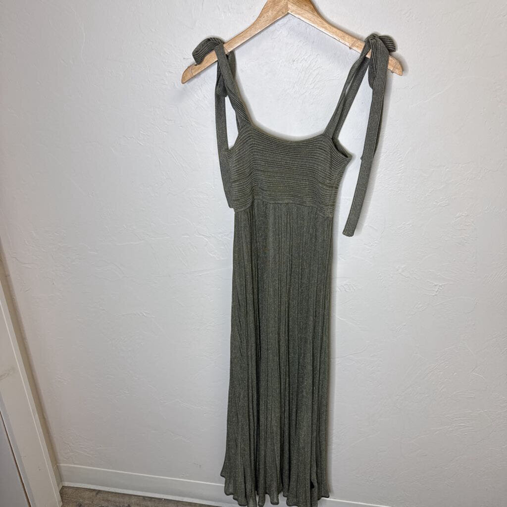 Metallic Maxi Dress w/ Tie Shoulders