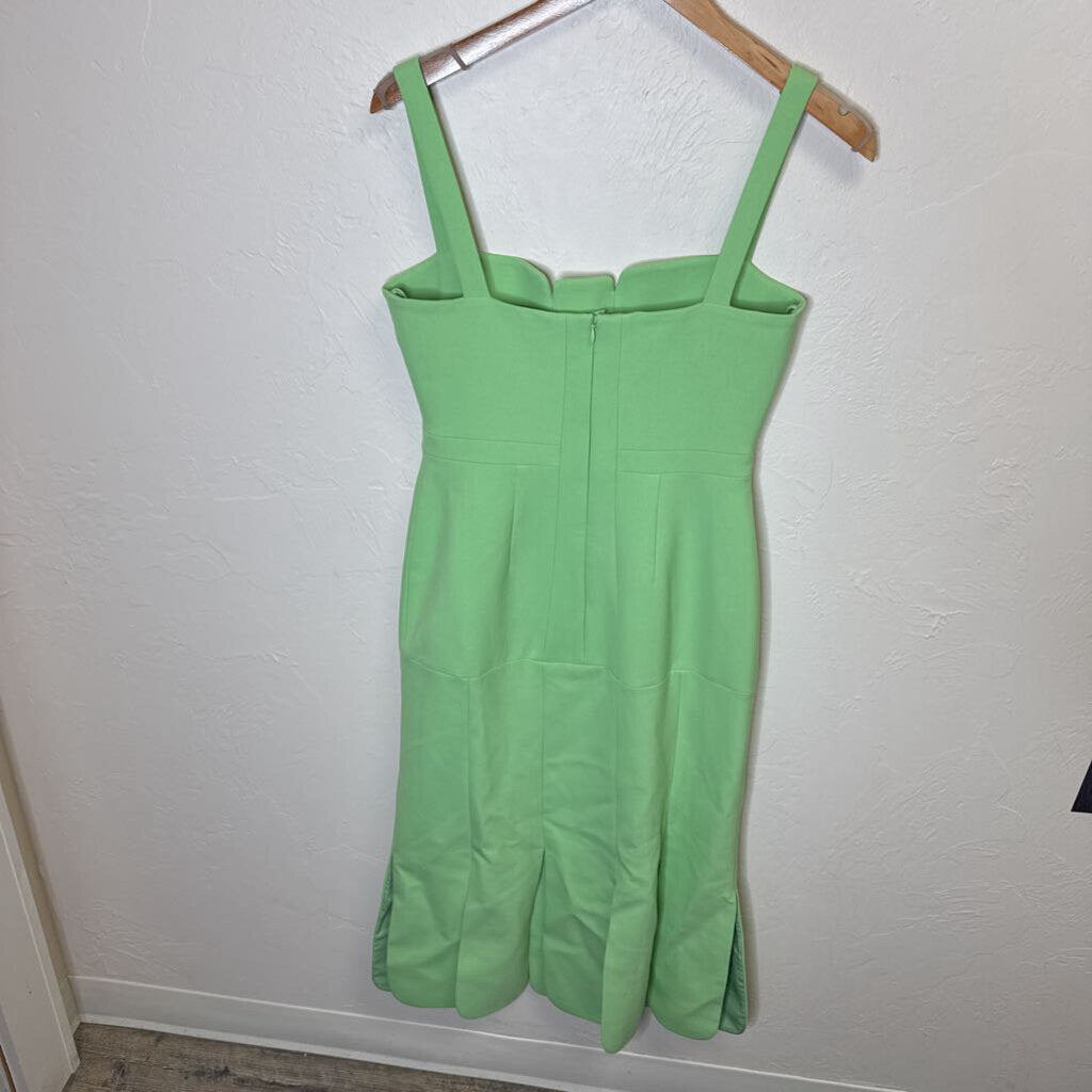 Green Sleeveless Scallop Bottom Long Dress