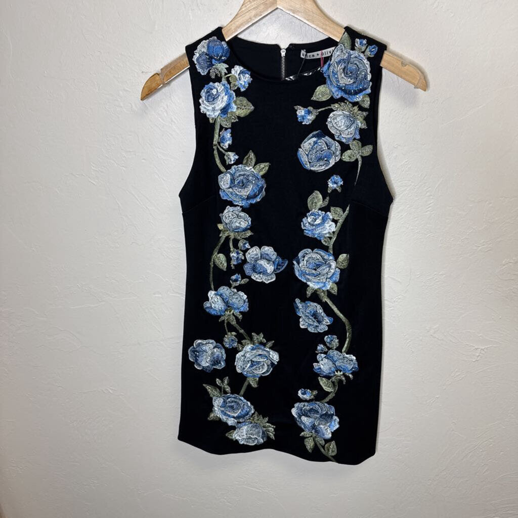 Black Cocktail Dress with Blue Accents