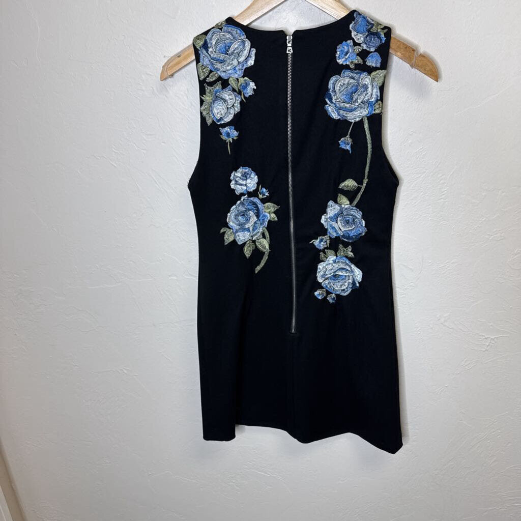 Black Cocktail Dress with Blue Accents