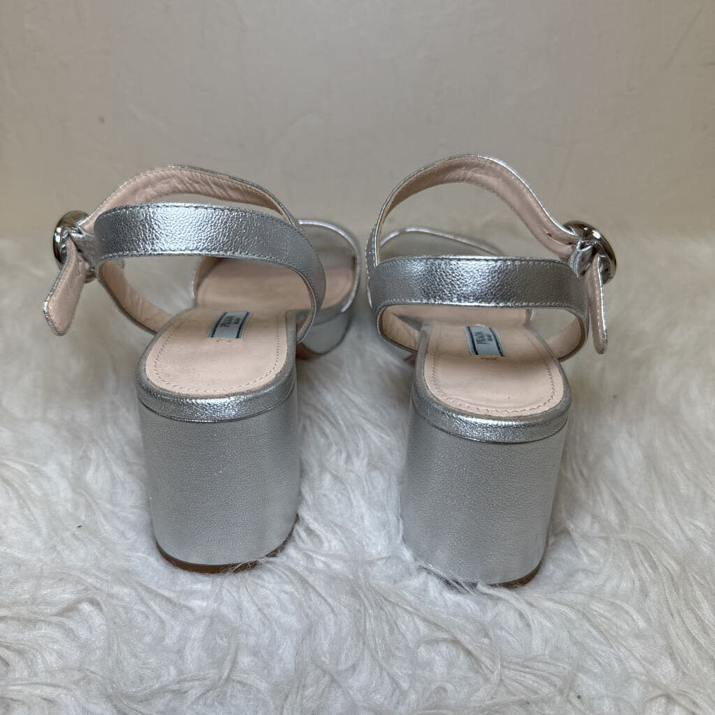 Leather Platform Sandals w/ Block Heal
