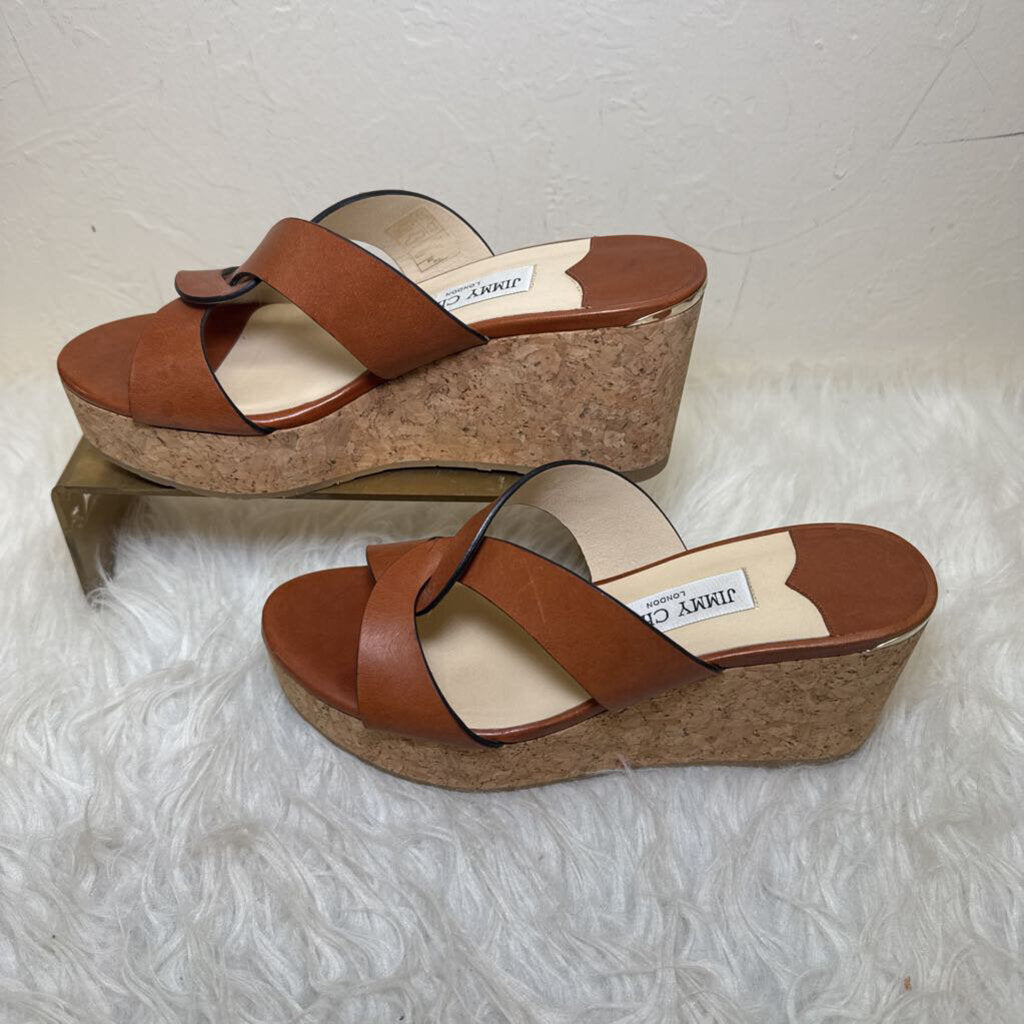 Atia 75 Wedge Sandals Cognac Brown
