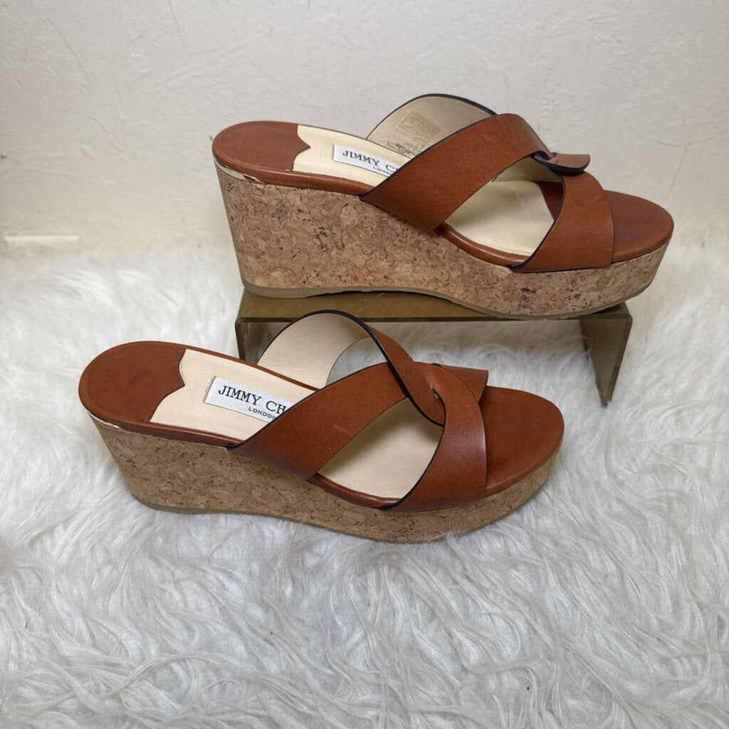 Atia 75 Wedge Sandals Cognac Brown