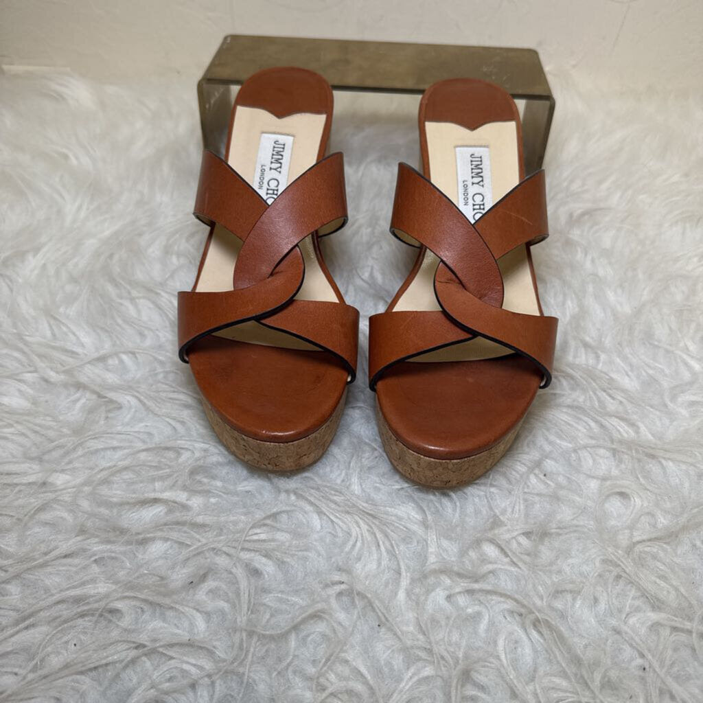 Atia 75 Wedge Sandals Cognac Brown
