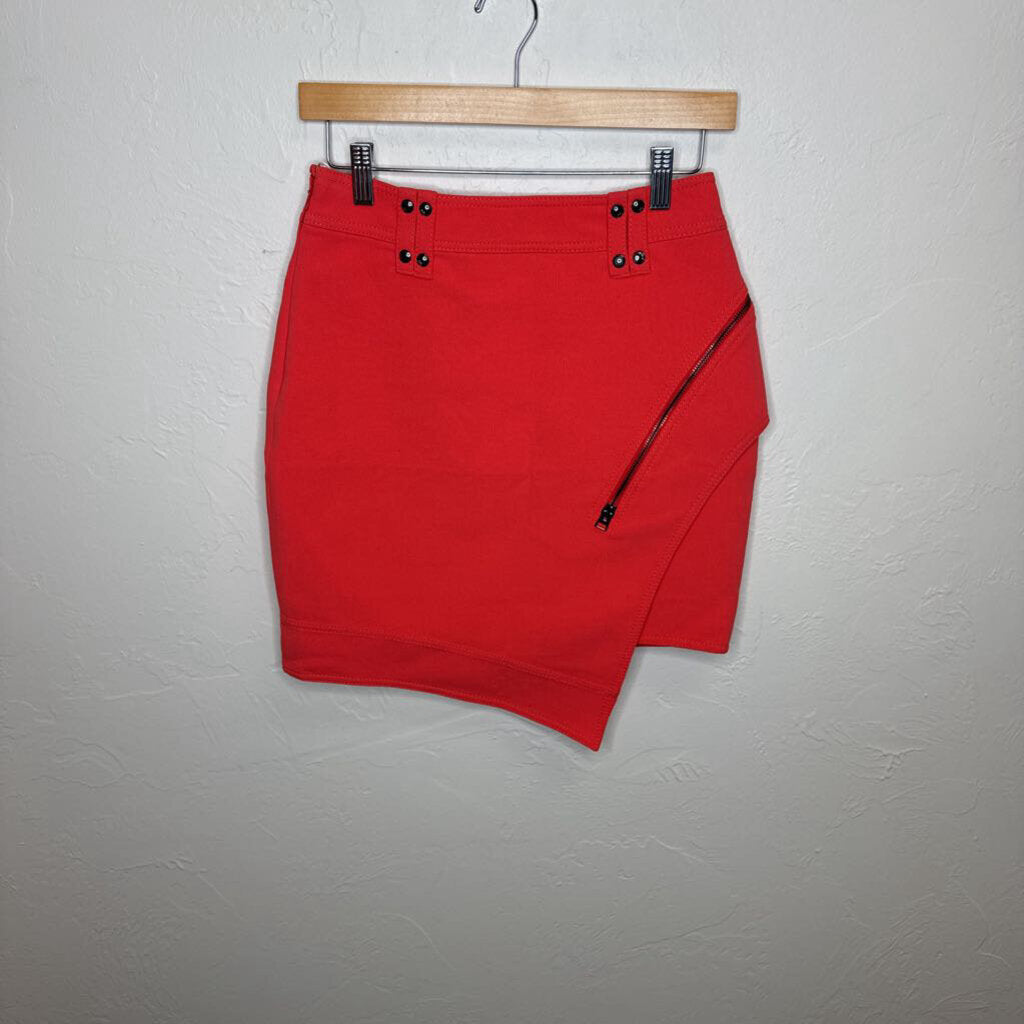 Coral Assymetrical Mini Skit w/ Zipper