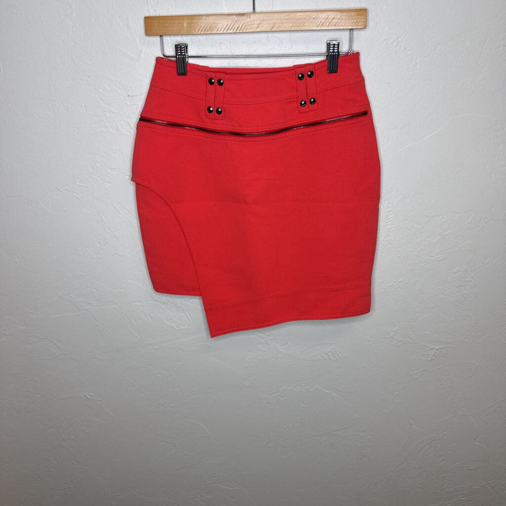 Coral Assymetrical Mini Skit w/ Zipper